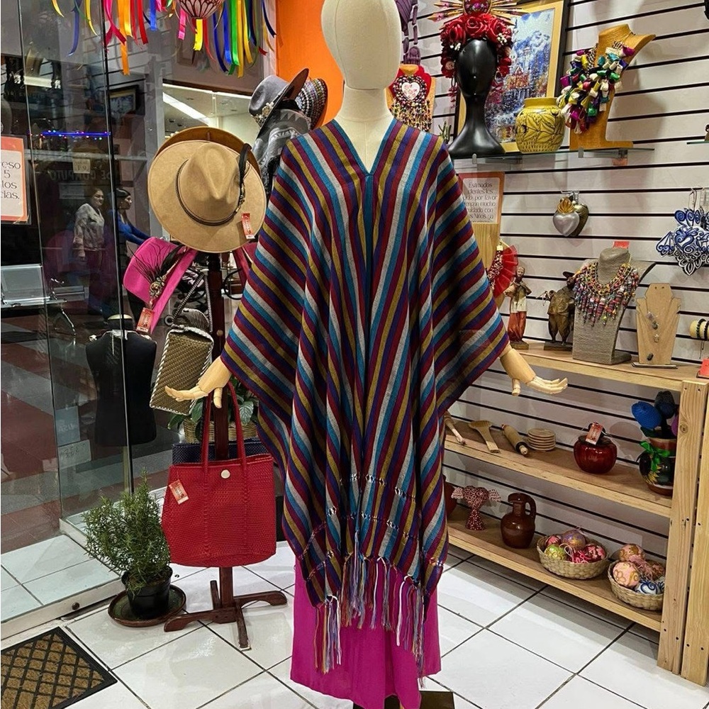 Striped‎ Multicolor Poncho